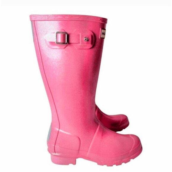 HUNTER Original Pink Glitter Rain Boot Size 2 - Picture 3 of 7